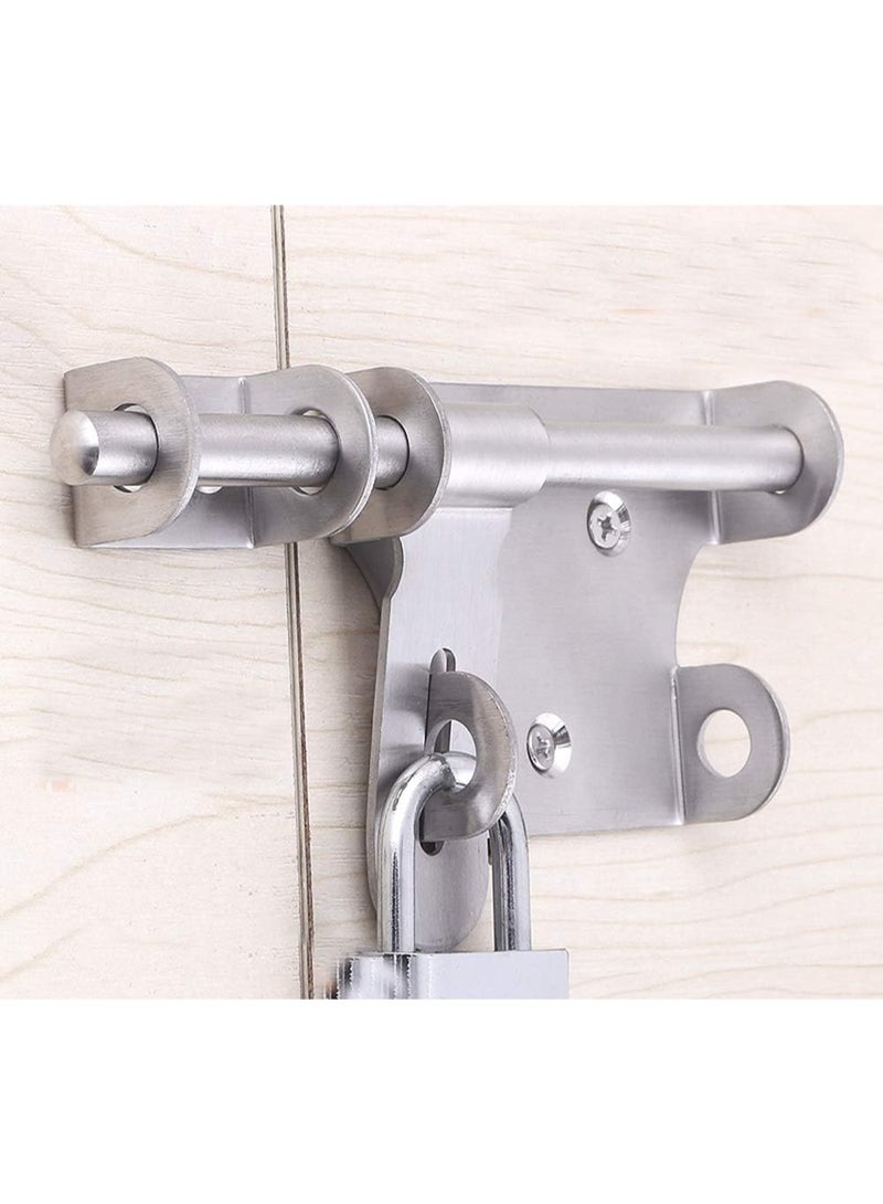 Sliding Bolt Gate Latch,Stainless Steel Latch Bolt Door Latch Lock, Bolt with Padlock ,Safety Clasp  Barrel Bolt Sliding Latches,Stainless Steel Brushed Finish ﻿ - Image 1